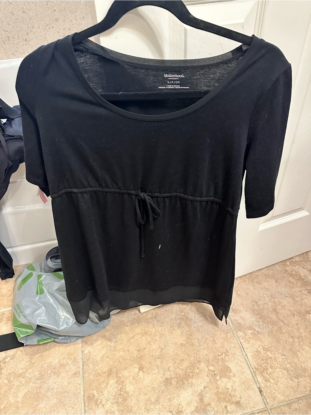Motherhood Maternity Black Short-Sleeve Tie-Front Tunic